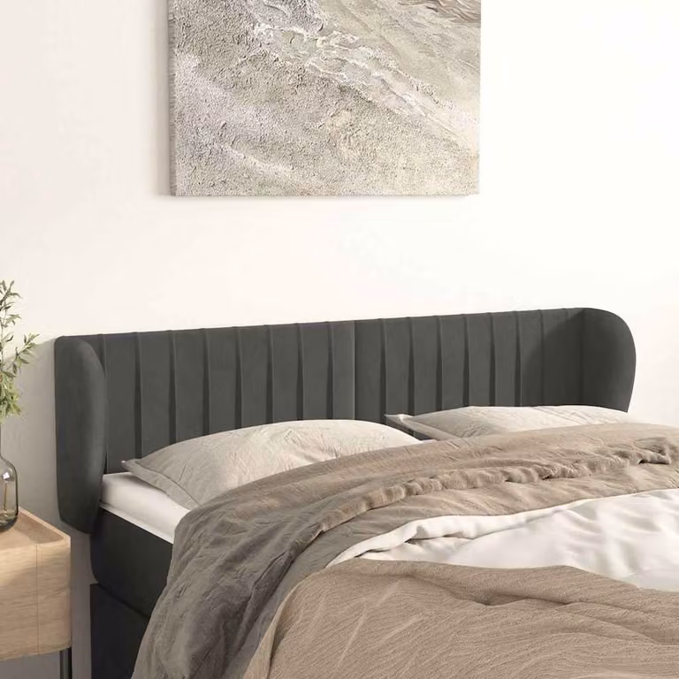 Testiera ad orecchio vidaXL in velluto grigio scuro L: 147 cm, P: 23 cm, H: 78/88 cm