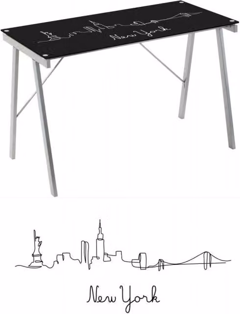 Tavolo porta PC Skyline Casacollection Nero e Grigio L: 80 cm, P: 50 cm, H: 74 cm