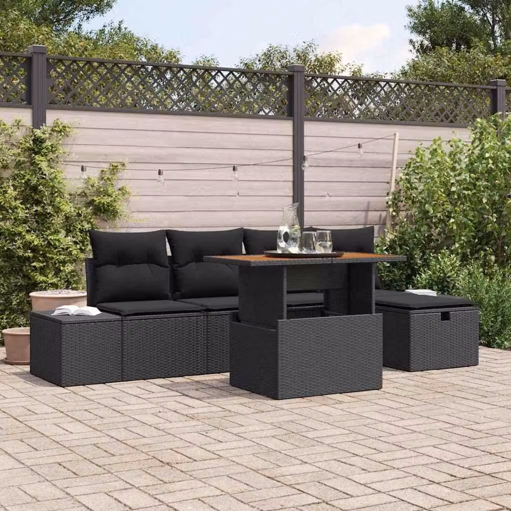 Maison Exclusive - Set da giardino con divano, 6 pezzi, colore nero, realizzato in rattan sintetico