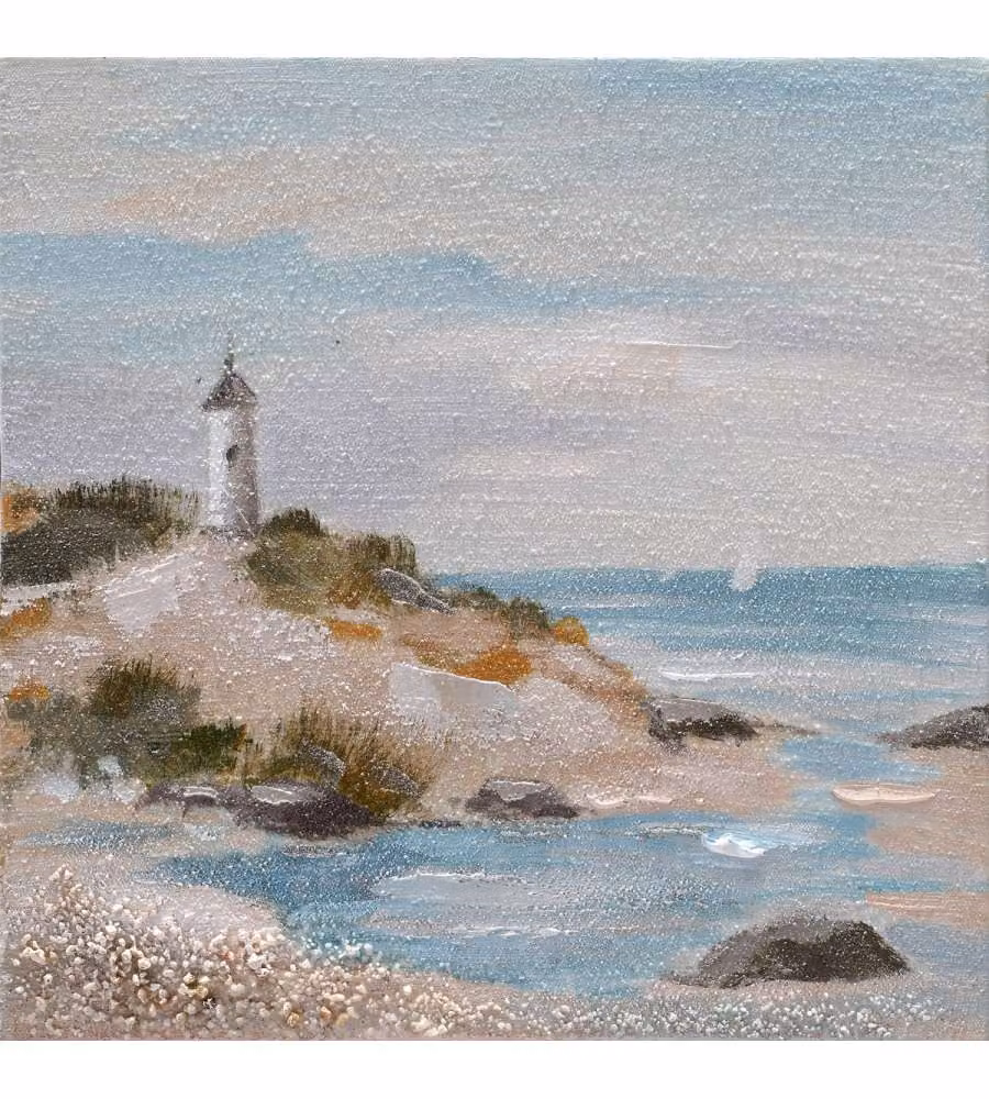 Quadro Dipinto su Tela 'Faro' 30x30 cm - Stampa Artistica Certificata FSC per Arredo