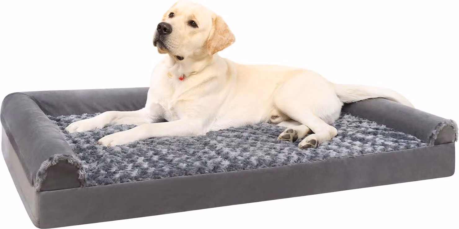 Cuccia ortopedica per cani, 91 x 68 x 16 cm, grigia, con rivestimento lavabile, realizzata in schiuma a bolle, ideale per cani