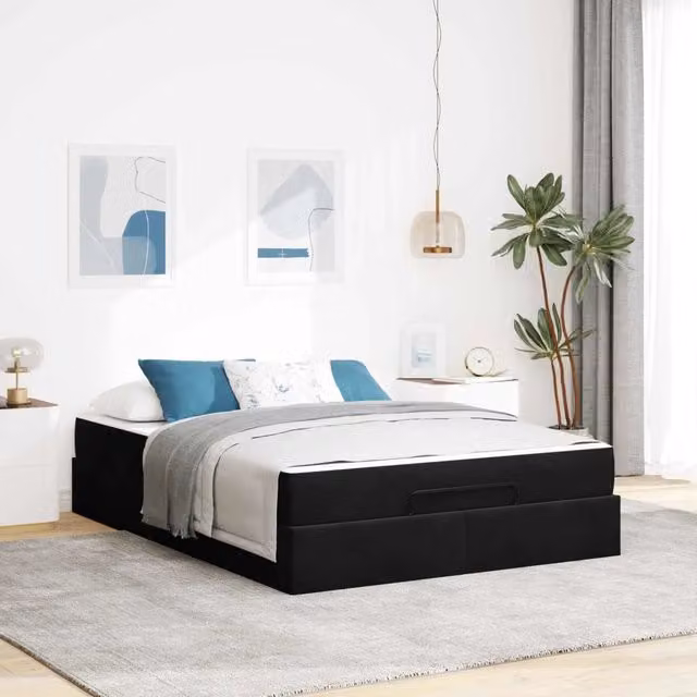 Struttura letto con materasso 2 pz Nero Velluto 3399566