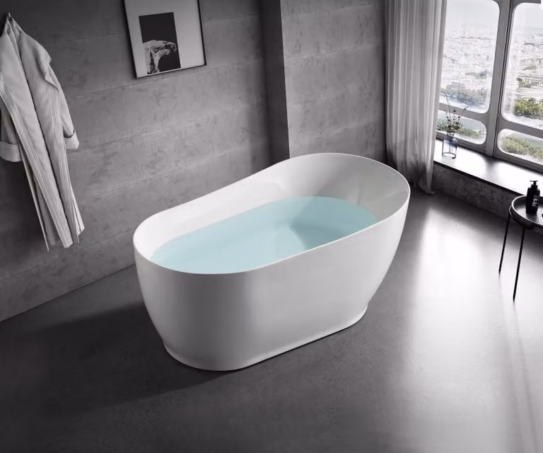 Weiße Halbrunde Acryl Badezimmer Luxuriöse Badewanne Oval Standwanne