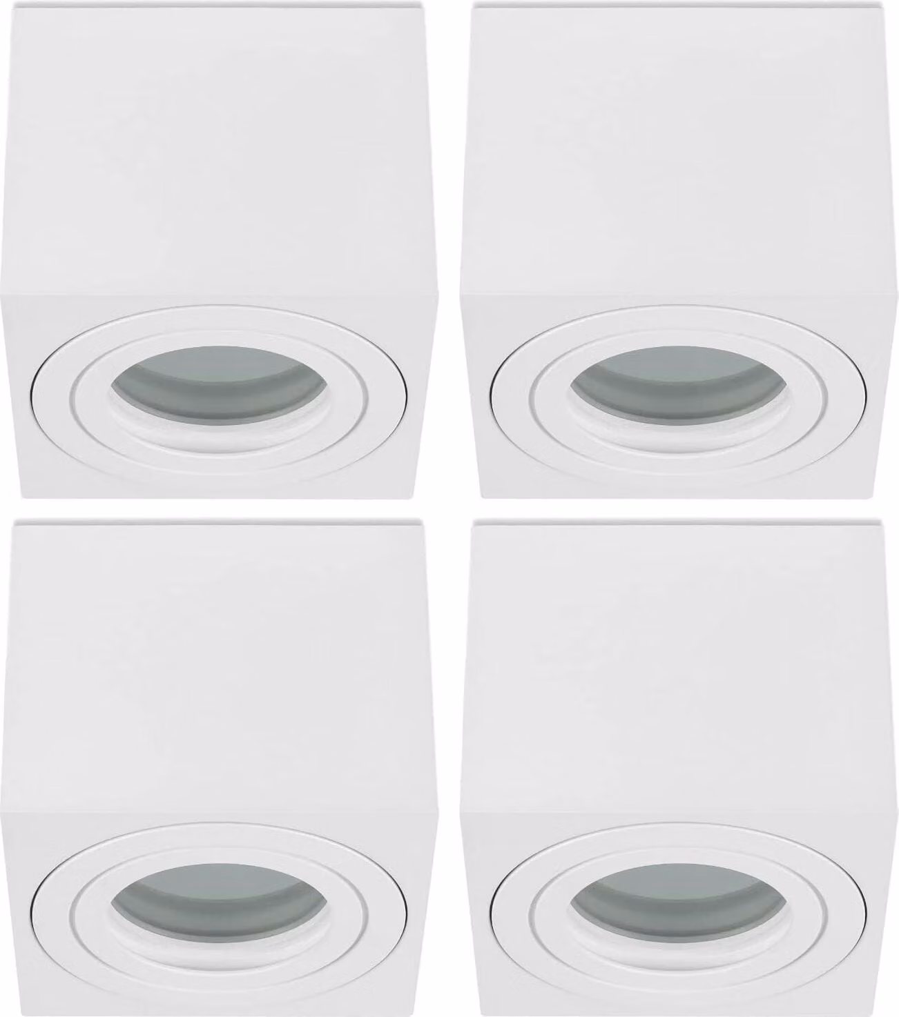 Sweet LED 4x faretti da incasso per bagno, angolari, piatti, in alluminio bianco, plafoniera, faretti da incasso