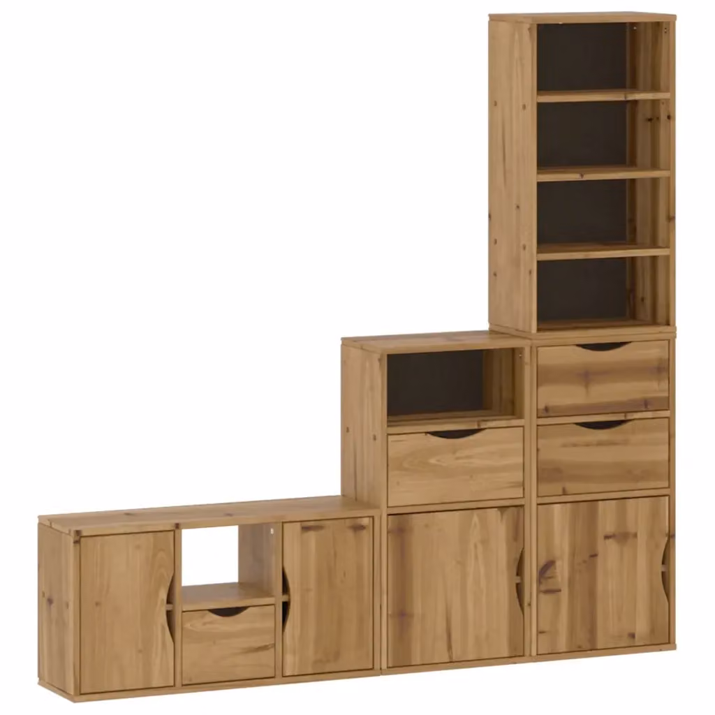 Mobile TV vidaXL in legno di pino massello stile rustico marrone con contenitore a parete – 2