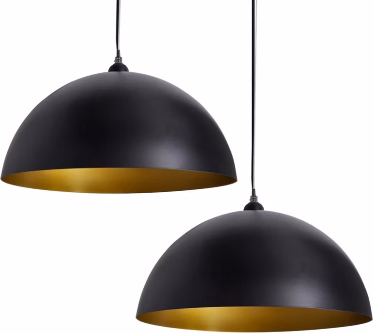 Lampada a Sospensione 2 pz Altezza Regolabile Semisferica Nera