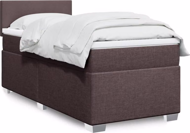 Maison Exclusive - Letto boxspring con materasso marrone scuro 80x200 cm tessuto