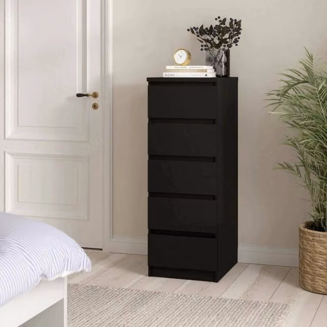 Cassettiera DMORA Nero Opaco per Camera da Letto o Soggiorno, L: 50 cm, P: 40,4 cm, H: 111,3 cm – 1