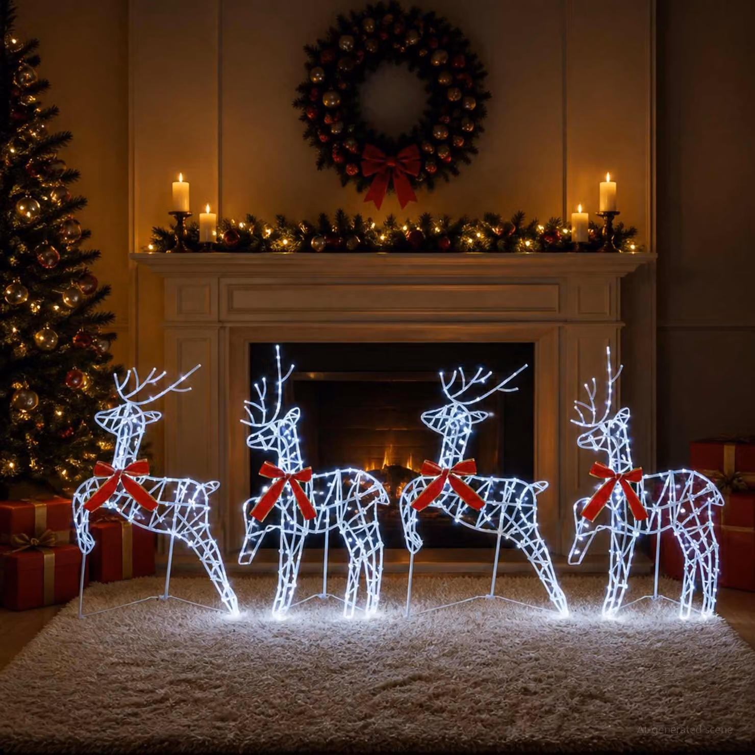 vidaXL Renna di Natale 4 pz 180 LED Bianco freddo 43 x 19 x 65 cm