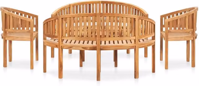 Set Salotto da Giardino vidaXL in Legno di Teak Marrone, 5 Pezzi con Divano a 3 Posti e Tavolino da Caffè – 1