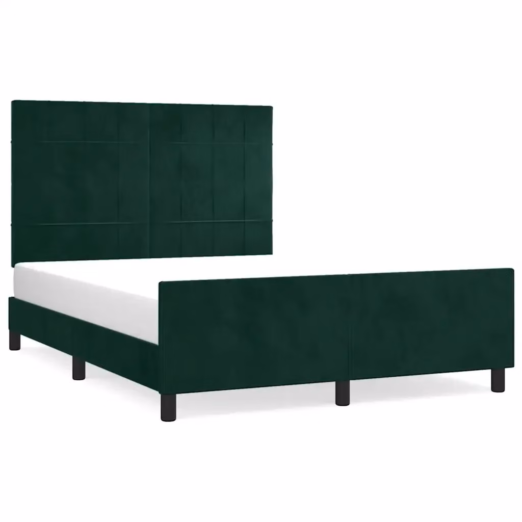 vidaXL Giroletto in Velluto Verde con Listelli in Legno L/P/H: 140 x 200 x 128 cm – 2
