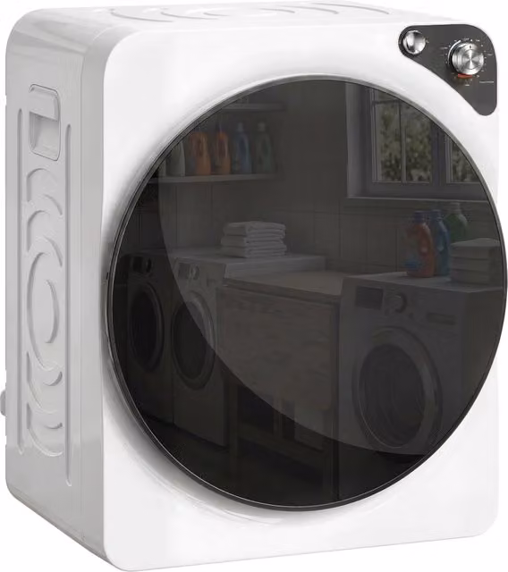Mini Asciugatrice Portatile 5 kg, 5 Programmi, 1000W, Fino 60¡æ, Timer, Tamburo in Acciaio Inox, per Casa, Bianco