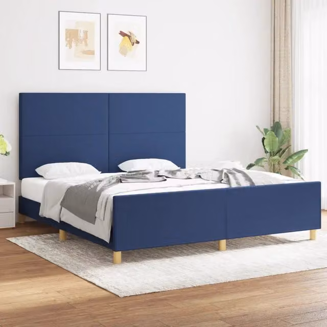 Giroletto senza Materasso-Struttura Letto Blu 180x200 cm in Tessuto 211030
