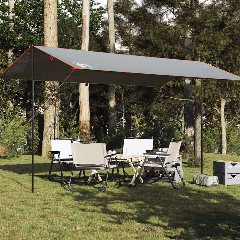 Telone da campeggio impermeabile vidaXL in poliestere Grigio/Arancione 500x294 cm