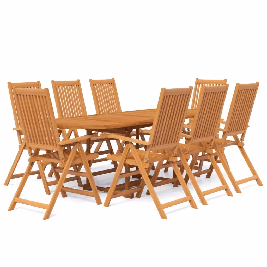 Set da pranzo da giardino vidaXL in legno di acacia marrone, 9 pezzi, tavolo rettangolare estensibile 160-240 cm – 2