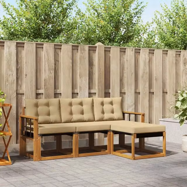 Set di divani da esterno 4 pz Naturale e Beige 3368552