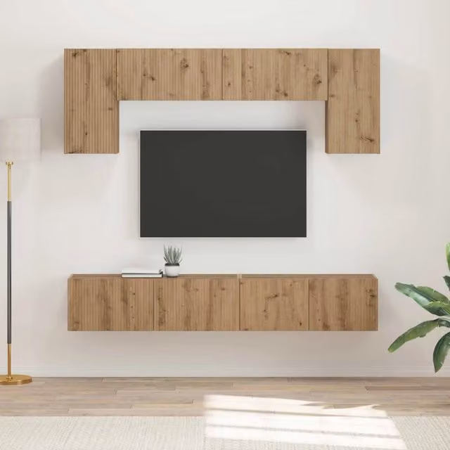 Set mobile TV 5 pz Rovere fumé Legno ingegnerizzato 3409056
