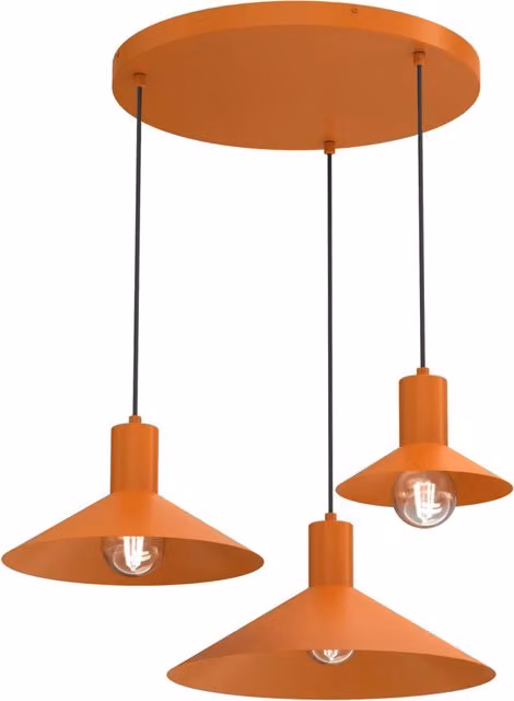 Lampada a sospensione Nox Luminex in metallo arancione e nera con 3 attacchi E27