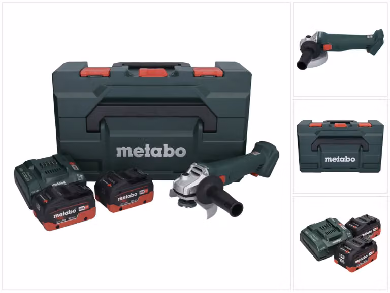 Smerigliatrice angolare a batteria Metabo W 18 L 9-125 18 V 125 mm + 2x batteria ricaricabile 10,0 Ah + caricatore + metaBOX