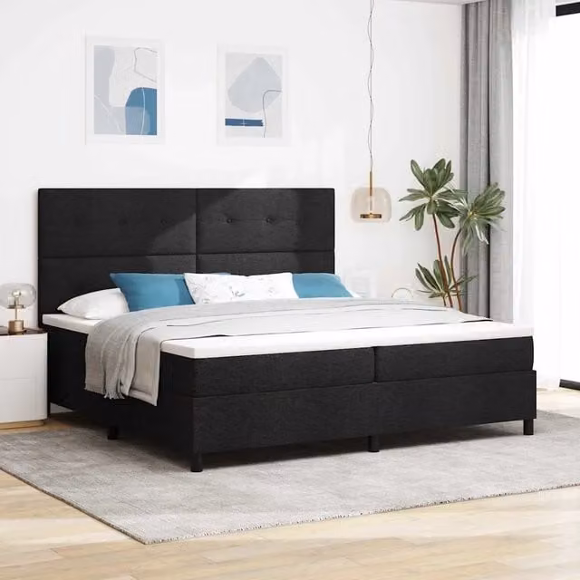 Letto a molle con testiera vidaXL in tessuto nero L: 200 cm, P: 200 cm, H: 280 cm