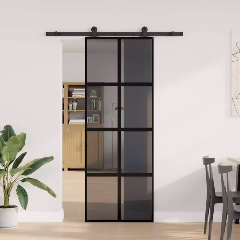 vidaXL Porta Scorrevole Ferramenta 76x205 cm Vetro Temperato Alluminio
