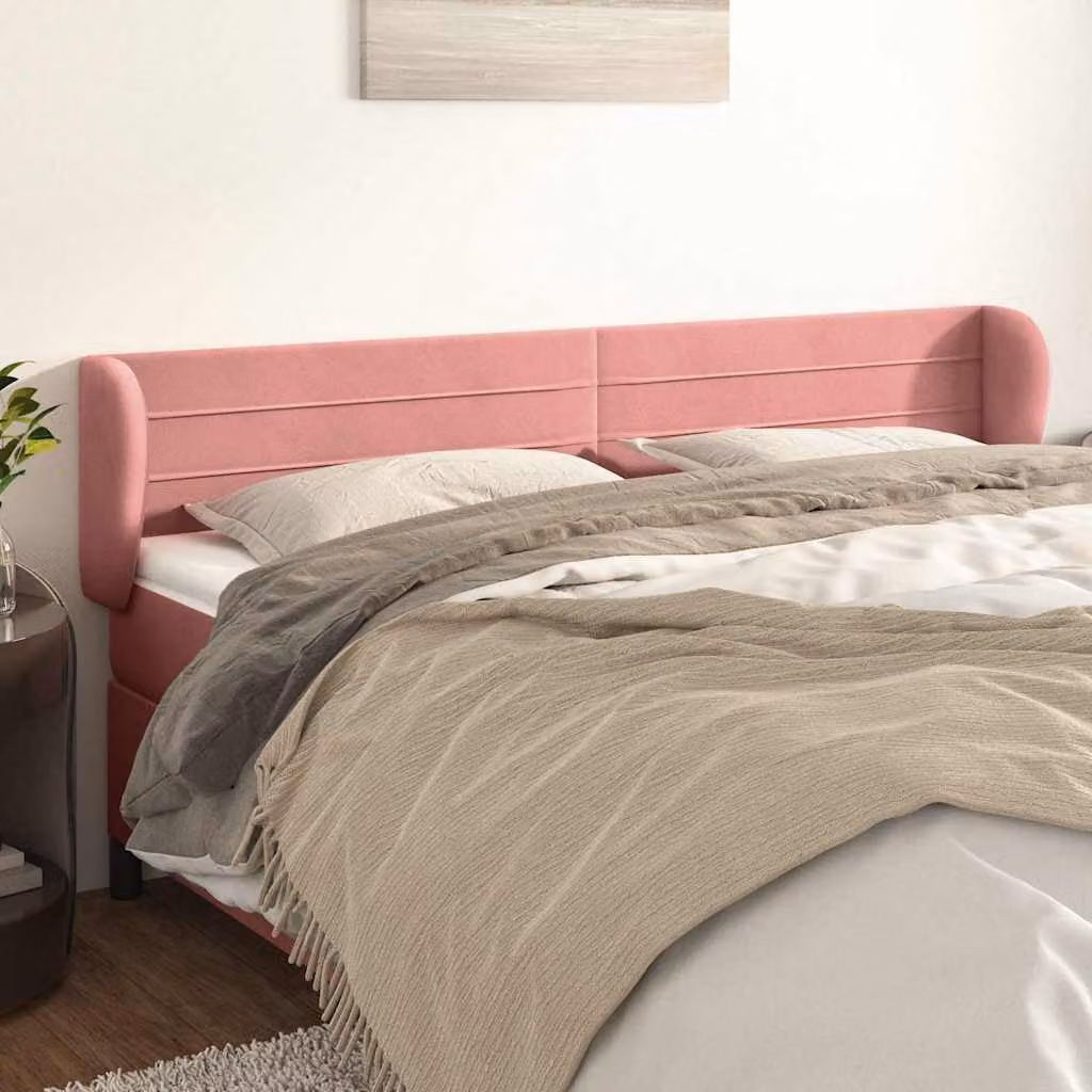 Testiera ad orecchio vidaXL in velluto rosa L: 163 cm, P: 23 cm, H: 78-88 cm