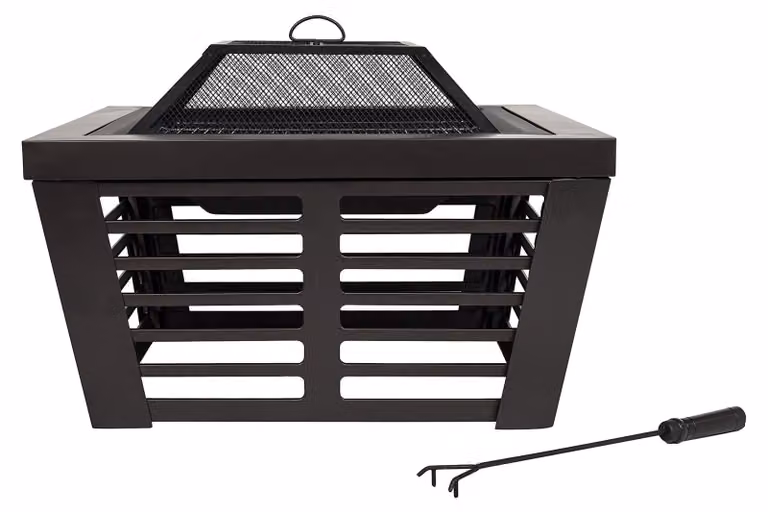 Focolare quadrato - 75 cm - Nero - A legna