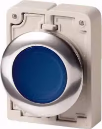 Pulsante illuminato Eaton, titanio RMQ, piatto, momentaneo, blu, senza etichetta, anello frontale in metallo 182940