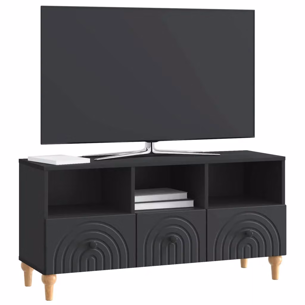 Mobile TV moderno Design In nero in legno MDF per soggiorno L 102 x P 34,5 x H 50 cm – 2