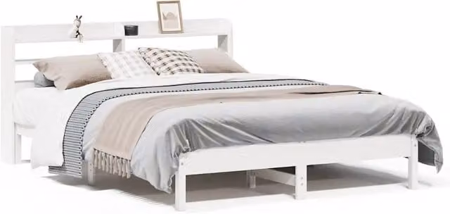 Letto matrimoniale | Letto per adulti | Letto senza Materasso Bianco 140x200 cm Legno Massello di Pino
