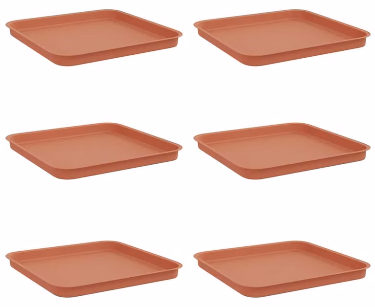 Vassoio Quadrato per Fiori 6 pcs Rosso Mattone 32 x 32 x 2,5 cm