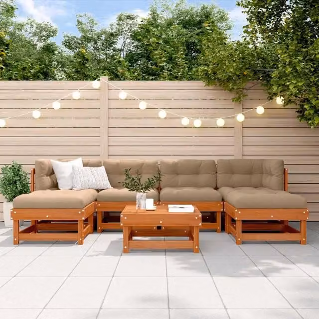 Set Lounge da Giardino 7 pz Marrone Cera 3418126