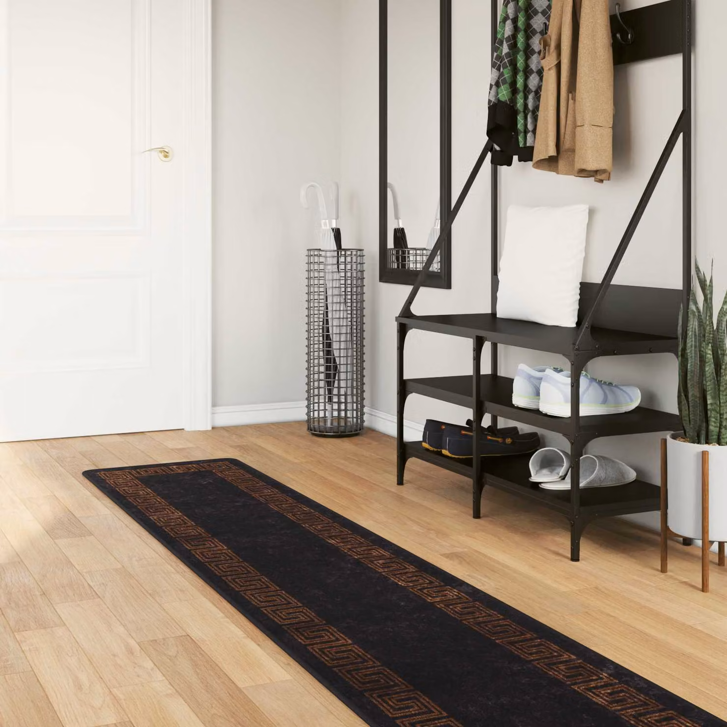 Tappeto Runner vidaXL MARSA Nero, Lavabile e Antiscivolo, L/P: 50 x 300 cm, in Poliestere