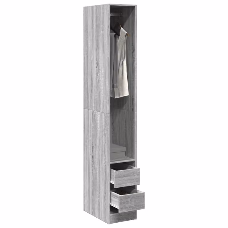Armadio a muro vidaXL Grigio con ante e cassetti in legno e MDF, L: 30 cm, P: 50 cm, H: 200 cm