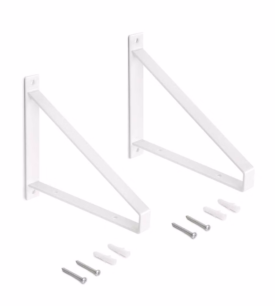 Set di supporti per mensole triangolari Emuca in acciaio verniciato bianco opaco