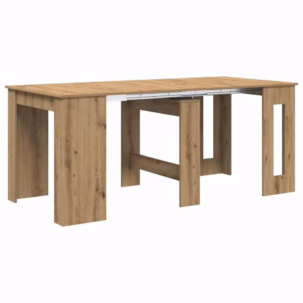 Tavolo da pranzo rettangolare moderno vidaXL in legno color rovere marrone con piano pieghevole L: 180 cm, P: 85 cm, H: 75 cm – 2