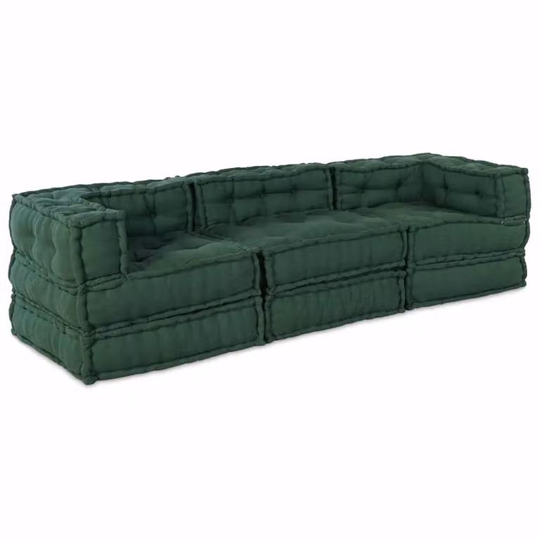 Unità di divano modulare vidaXL in tessuto verde con design moderno a L per soggiorno, giardino o terrazza, L 210 x P 70 x H 56 cm