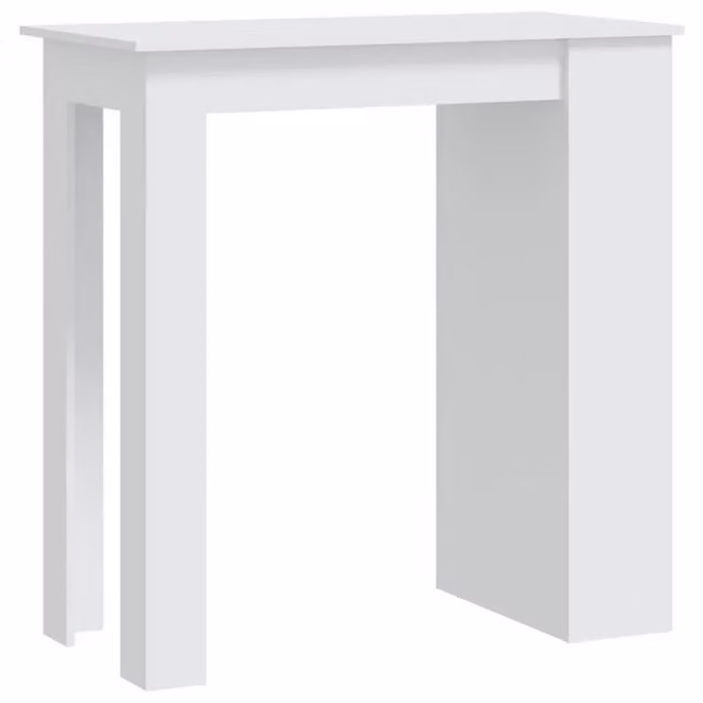Tavolino da Bar Moderno Bianco con Mensole in MDF e Truciolato L: 102 cm, P: 50 cm, H: 103,5 cm