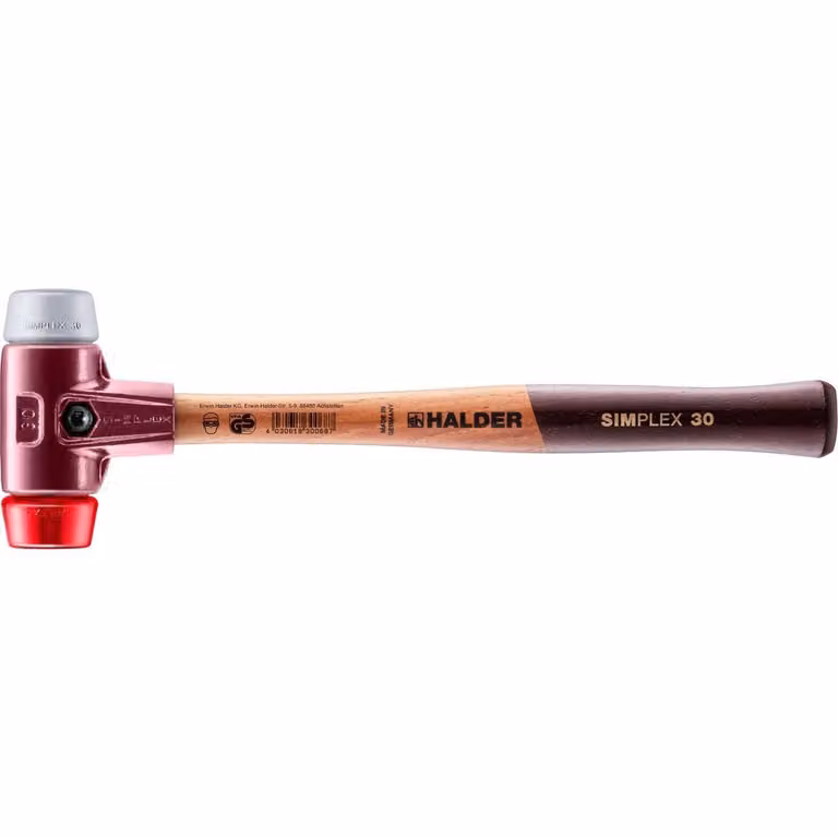 Mazza SIMPLEX soft-face con alloggiamento TE e impugnatura in legno, Ø 30, TPE-mid / plastica