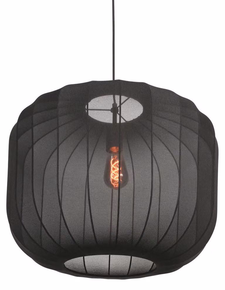 Lampada a sospensione - nero - Sable - metallo tessile - Ø 55cm - E27 - 4192ZW - Anne Lighting