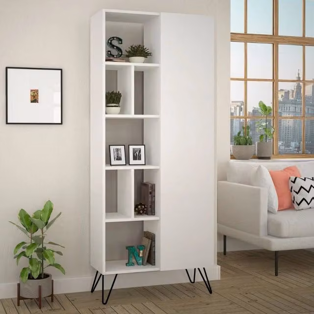 Libreria con anta Jedda Effezeta Italia colore bianco L: 80,6 cm, P: 29,6 cm, H: 191 cm