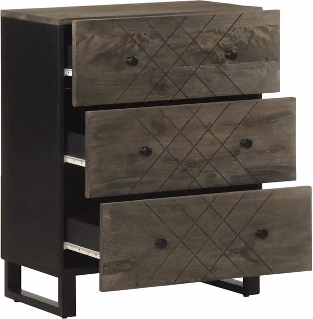 Credenza Buffet Design Mania in Legno di Mango e Metallo Nero Opaco L: 60 cm, P: 33 cm, H: 75 cm