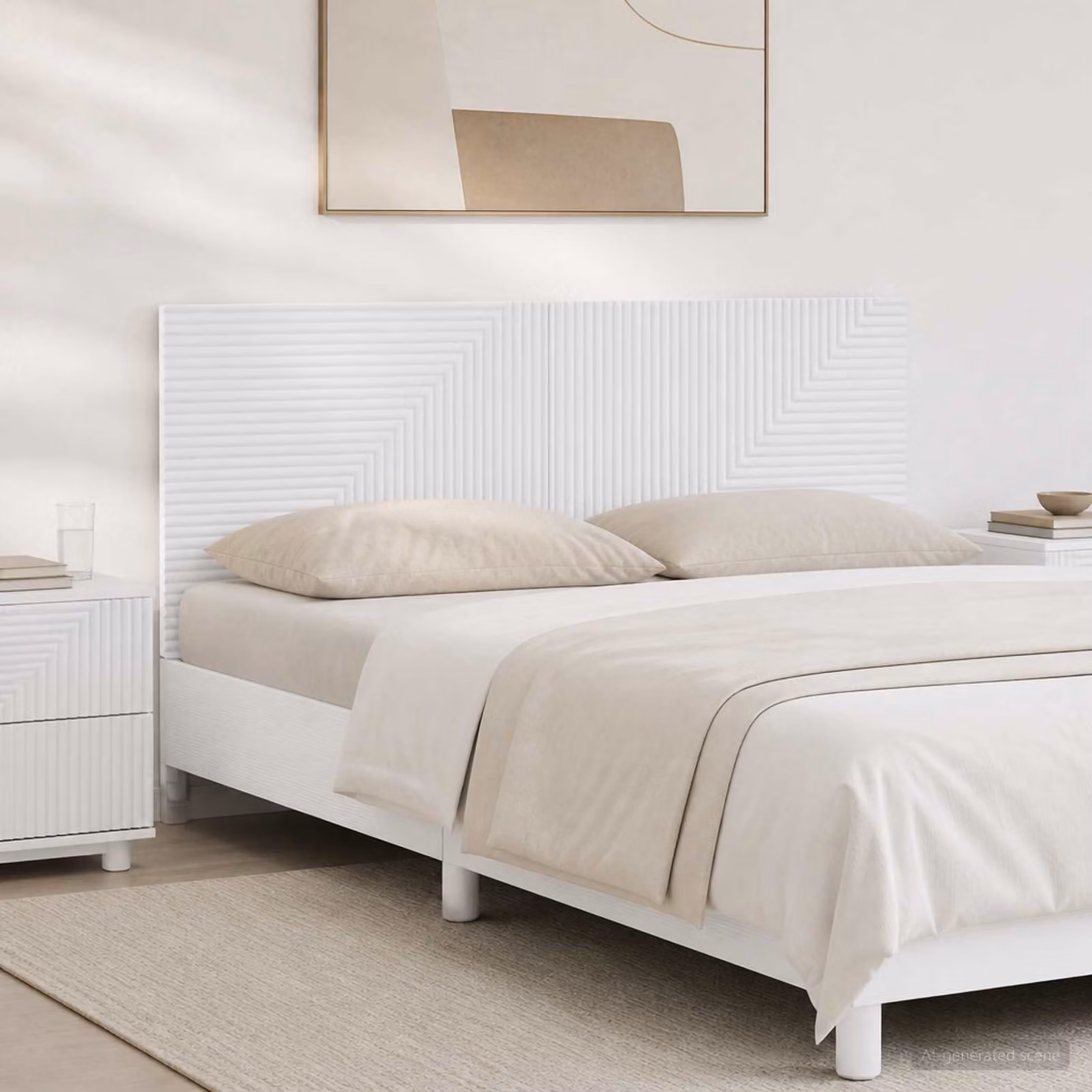 Testiera da muro vidaXL HAARLEM in legno ingegnerizzato bianco con ripiano integrato L 120 x H 50 x P 10,44 cm