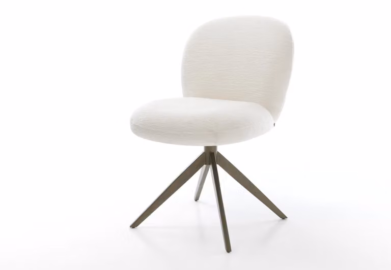 DELIFE sedia girevole Nube-Flex Bouclé Soft Beige struttura trasversale finitura effetto largo titanio funzione dondolo girevole a 360° anima a molle tascabili