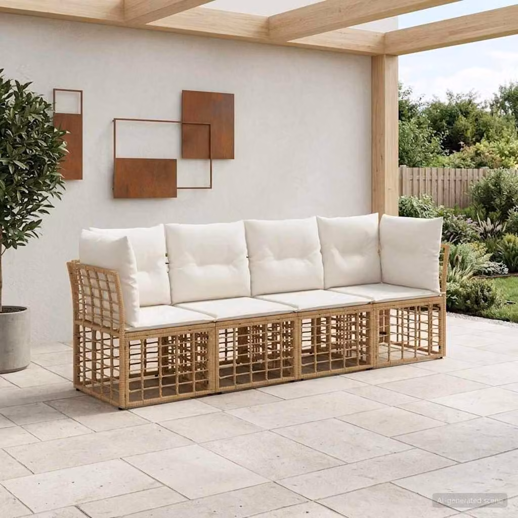 Maison Exclusive - Set divani da esterno in poliestere naturale