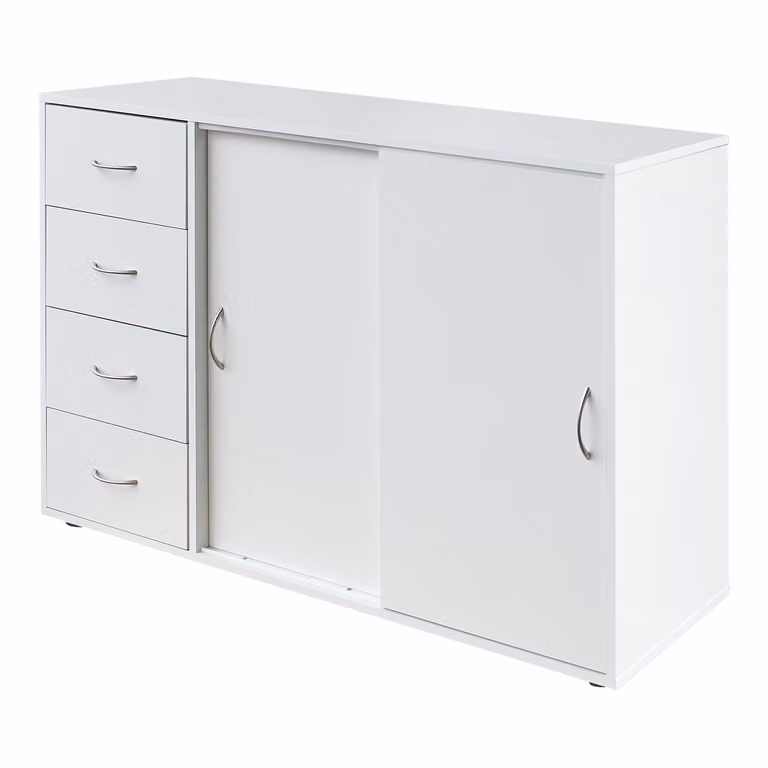 Mobiletto contenitore con 4 cassetti e 2 ante, modello 1503, colore bianco