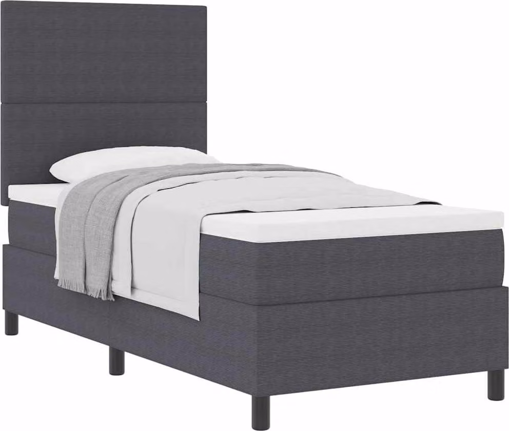 Letto a molle con testiera Grigio Scuro e Bianco 80 x 200 cm