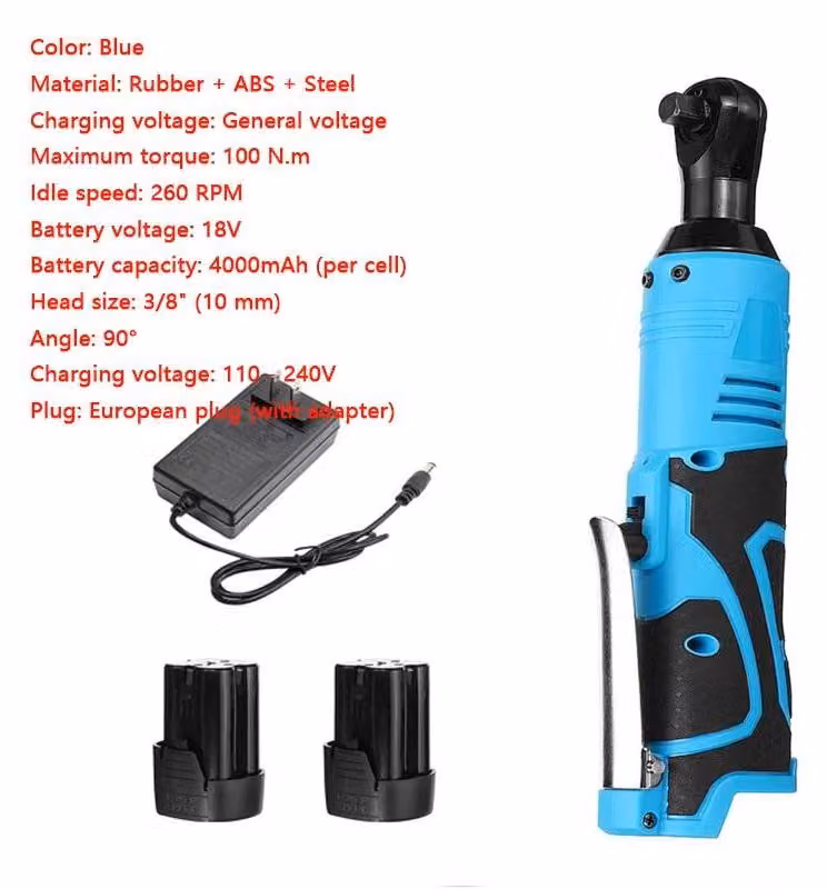 Avvitatore a impulsi a batteria da 18V - 3/8" (0,95 cm) - Avvitatore a cricchetto angolare - Senza fili - Ricaricabile - Ideale per la riparazione di auto e macchinari - Modello C con 2 batterie
