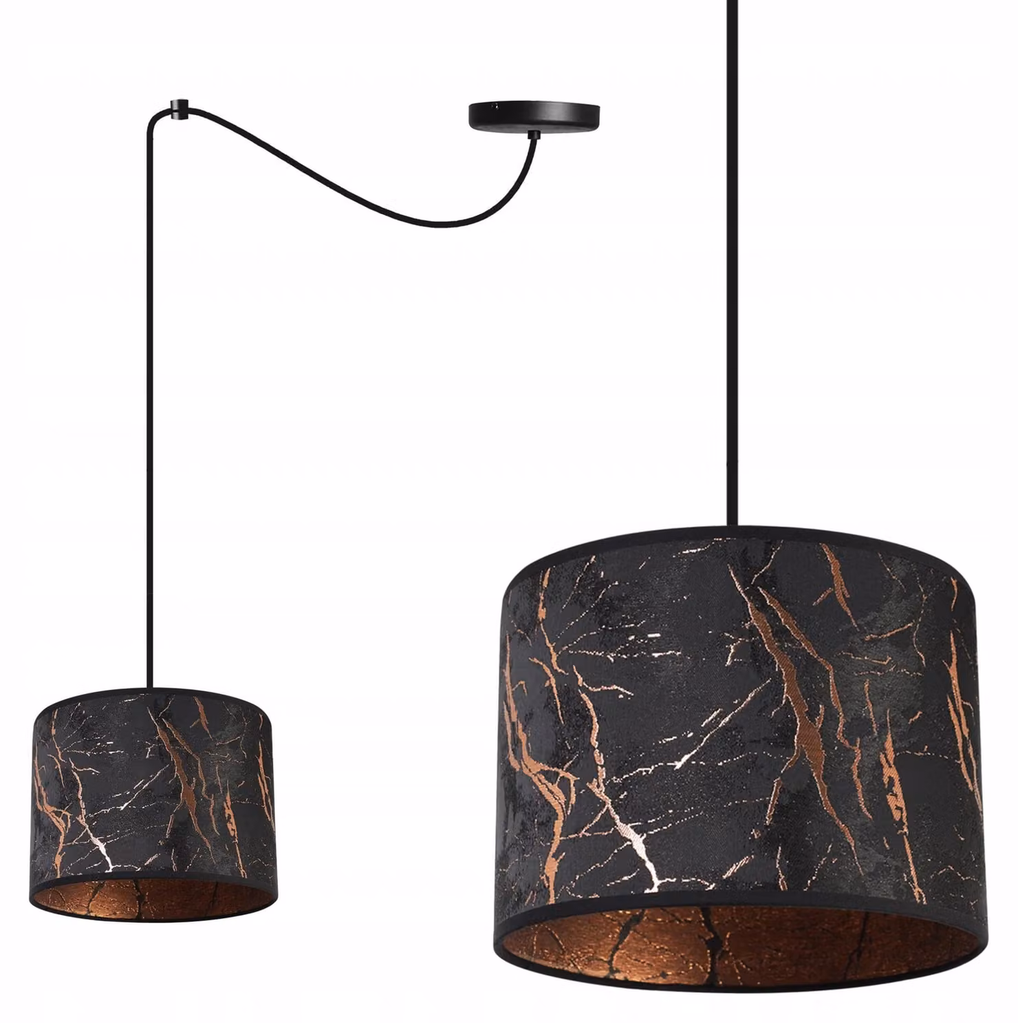 Lampada a sospensione Spider con motivo marmorizzato rame – Lampada a sospensione moderna con paralume, lampada da soffitto per soggiorno e sala da pranzo