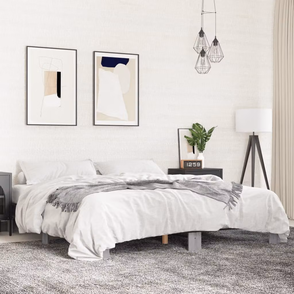 Giroletto vidaXL in legno multistrato e metallo, Grigio Sonoma, 200x200 cm